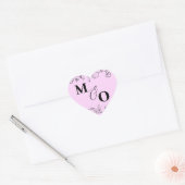 Custom Wedding Initial Sticker with Flowers ハートシール (封筒)