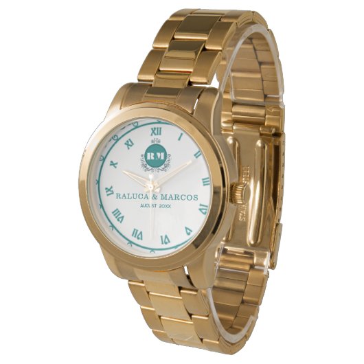 Custom Wedding Keepsake Monogram Names & Initials 腕時計 (アングル)