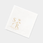 Custom wedding Monogram | initials, names & date 箔ナプキン (左)