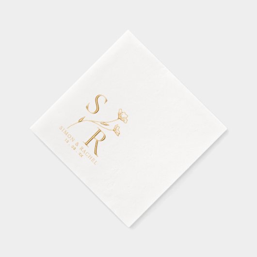 Custom wedding Monogram | initials, names & date 箔ナプキン (右)