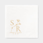 Custom wedding Monogram | initials, names & date 箔ナプキン (正面)