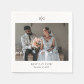 Custom Wedding Monogrammed Photo Best Day Ever スタンダードカクテルナプキン (正面)