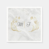 Custom Wedding Napkin | Newlyweds Initials スタンダードカクテルナプキン (正面)