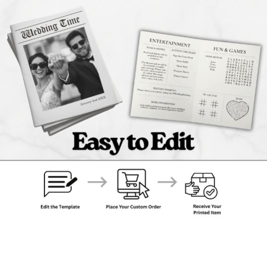 Custom Wedding Newspaper - Fun Guest Activity Book 招待状