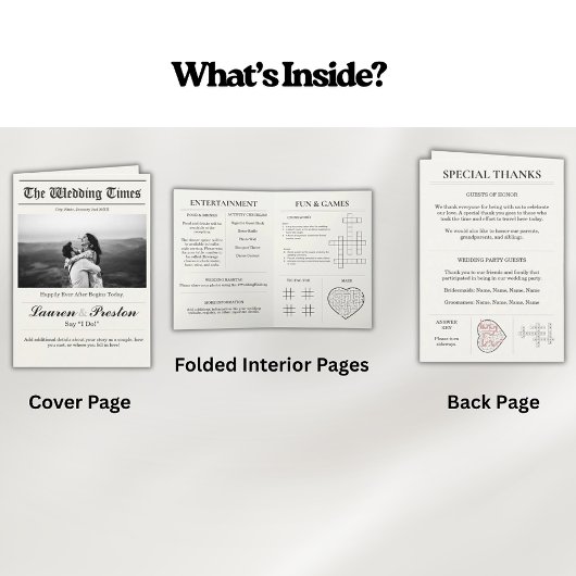 Custom Wedding Newspaper - Fun Guest Activity Book 招待状