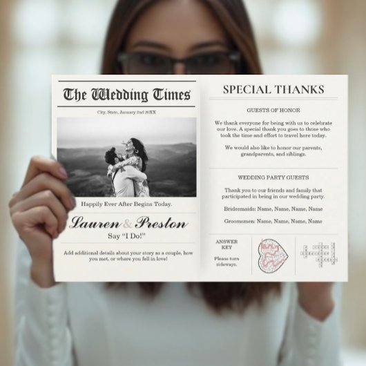 Custom Wedding Newspaper - Fun Guest Activity Book 招待状