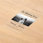 Custom Wedding Newspaper - Save the Date Acrylic アクリル招待状 (レイダウン)