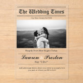 Custom Wedding Newspaper - Save the Date Acrylic アクリル招待状 (正面)