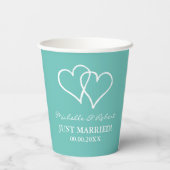 Custom wedding party cups with interlocking hearts 紙コップ (裏面)