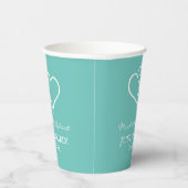 Custom wedding party cups with interlocking hearts 紙コップ (右)