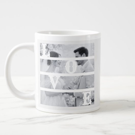 Custom Wedding Photo "LOVE" ジャンボコーヒーマグカップ (左)