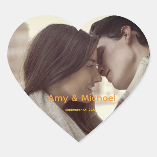 Custom Wedding Photo Sticker -Thank You Favor Gift ハートシール (正面)