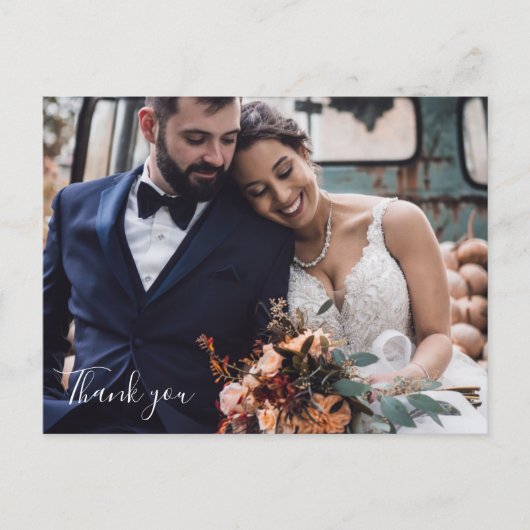 Custom Wedding Photo Thank You Postcards ポストカード (正面)
