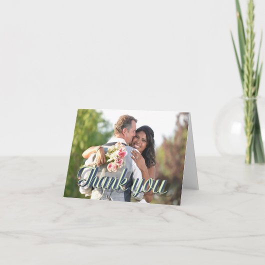 Custom Wedding Photo Thank You Text Overlay カード (正面)
