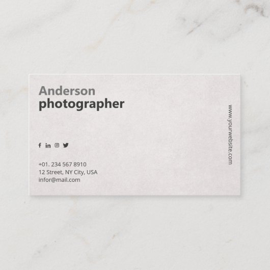 Custom Wedding Photography Minimalist Professional 名刺 (裏面)