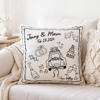 Custom Wedding Pillow Cover – Personalized Couple クッション