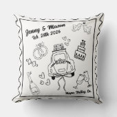 Custom Wedding Pillow Cover – Personalized Couple  クッション (正面)