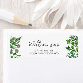 Custom Wedding Return Address Label | Nature Ferns ラベル