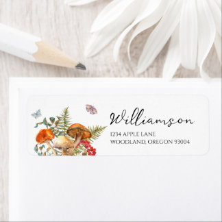 Custom Wedding Return Labels | Woodland Mushrooms ラベル