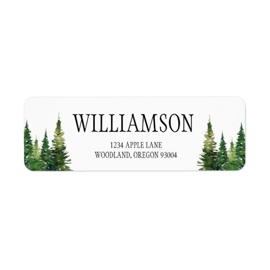 Custom Wedding Return Labels | Woodland Trees ラベル (正面)