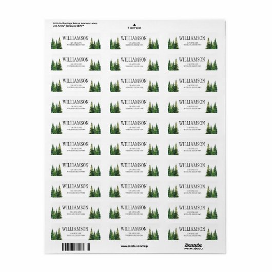 Custom Wedding Return Labels | Woodland Trees ラベル (フルシート)