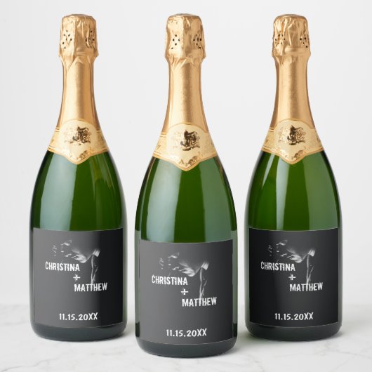 Custom Wedding Romantic Sparkling Wine Label スパークリングワインラベル (ボトル)