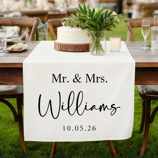Custom Wedding Table Runner, Fabric Welcome Banner ショートテーブルランナー