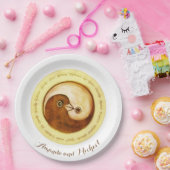 CUSTOM WEDINGプレート9"金ゴールドYinYang doves調和 ペーパープレート (パーティー)