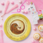 CUSTOM WEDINGプレート9"金ゴールドYinYang doves調和 ペーパープレート (パーティー)