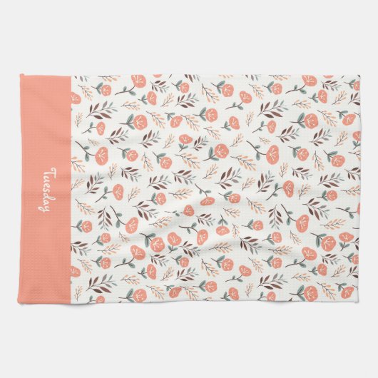 Custom Weekday Towel – Red Poppies キッチンタオル (横)