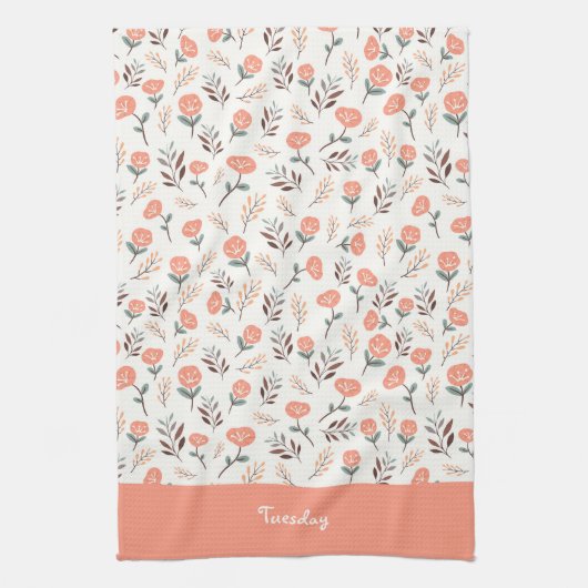 Custom Weekday Towel – Red Poppies キッチンタオル (縦)