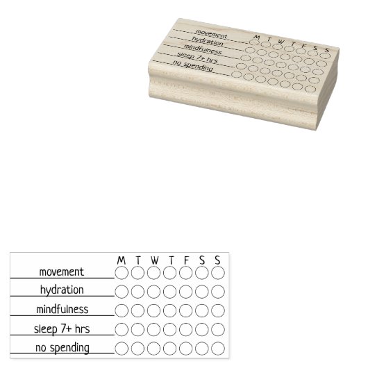 Custom Weekly Habit Tracker | 3" x 1.5" Journal ラバースタンプ (押印)