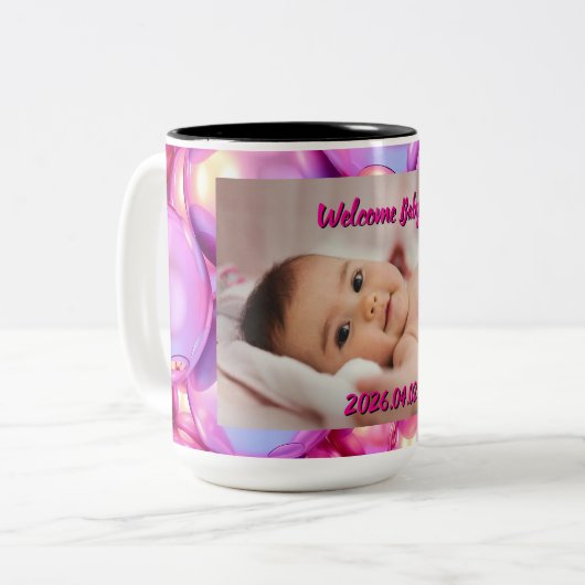 Custom Welcome Baby Photo & Text Mug ツートーンマグカップ (正面左)
