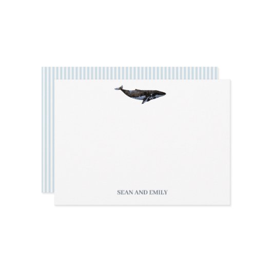 Custom Whale Painting Nautical Stationary サンキューカード (正面/裏面インサイチュ)