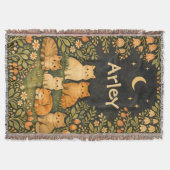Custom Whimsical Cat Garden スローブランケット (正面)