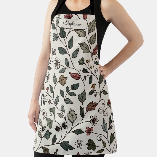 Custom Whimsical Flower & Vine  エプロン