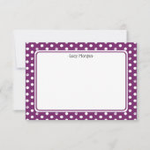 Custom Whimsical Paw Print Polka Dot Purple Note カード (正面)