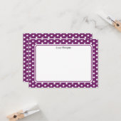 Custom Whimsical Paw Print Polka Dot Purple Note カード (正面/裏面インサイチュ)