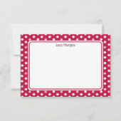 Custom Whimsical Paw Print Polka Dot Red Note カード (正面)