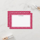 Custom Whimsical Paw Print Polka Dot Red Note カード (正面/裏面インサイチュ)