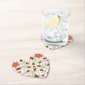 Custom Whimsical Pink Floral & Polka Dot Pattern ペーパーコースター (インサイチュ)