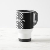 Custom White And Black Auto Race Stripe Travel Mug トラベルマグ (正面右)