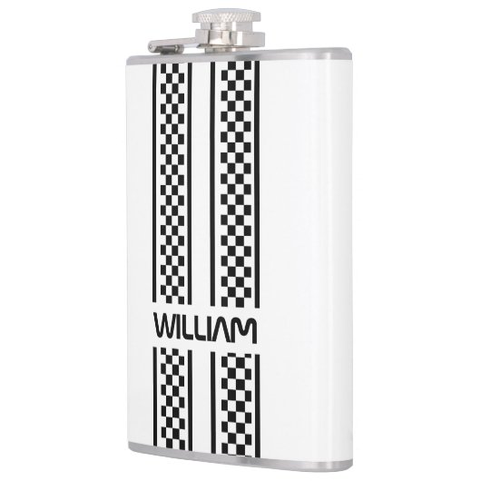 Custom White and Black Race Sport Stripe フラスク (左)