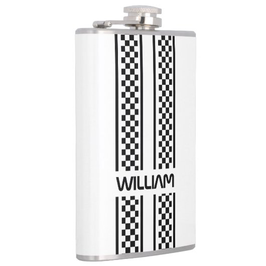 Custom White and Black Race Sport Stripe フラスク (右)
