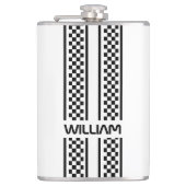 Custom White and Black Race Sport Stripe フラスク (正面)
