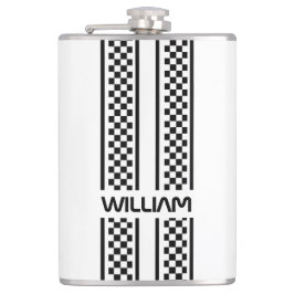 Custom White and Black Race Sport Stripe フラスク
