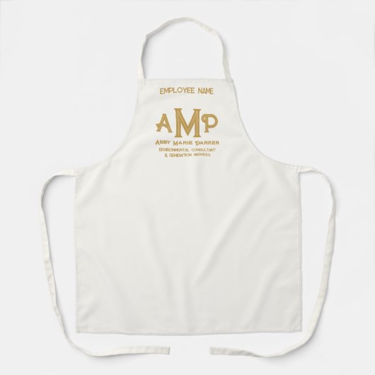Custom White and Gold Monogram Business エプロン (正面)