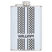 Custom White & Black Race Sport Stripe フラスク (正面)
