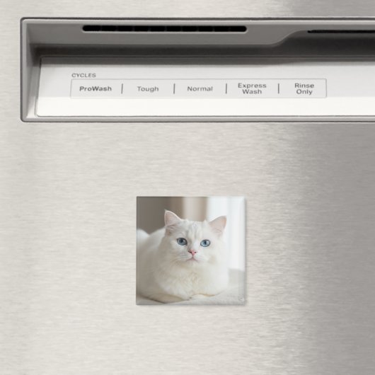 Custom white cat photo magnet for fridge マグネット (インサイチュ (食洗機))