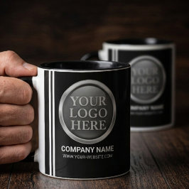 Custom White Company Logo on a Business Name Black マグカップ